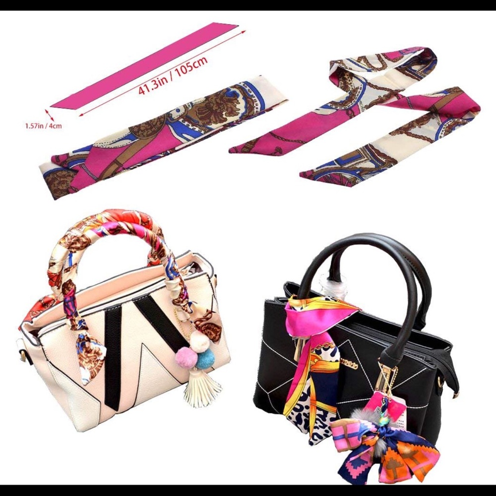 2pcs Twilly Scarves Handbag/ Handle Ribbon - Picture 10 of 12